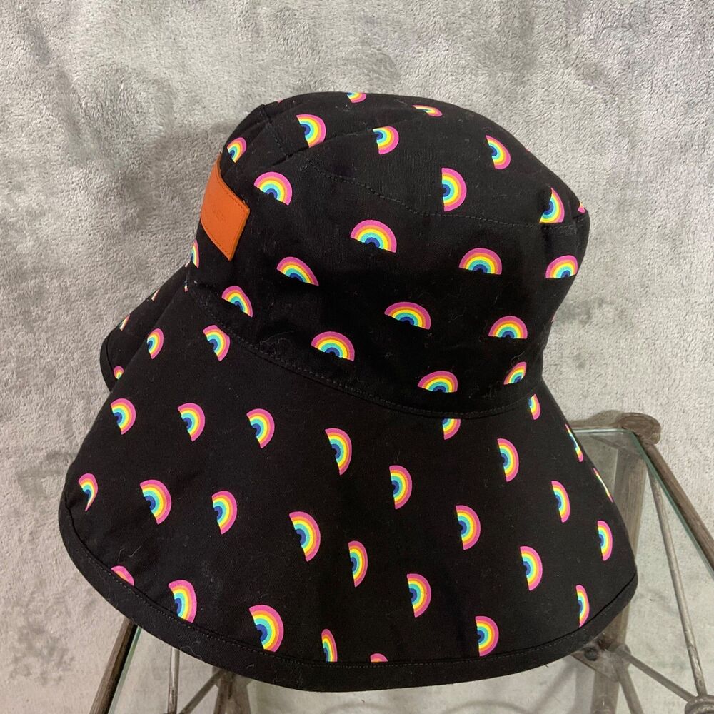 Kurt Geiger London Colorful Rainbow Bucket Floppy Hat Travel, packable OS Logo - Picture 5 of 7